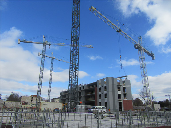 Construction site with large cranes